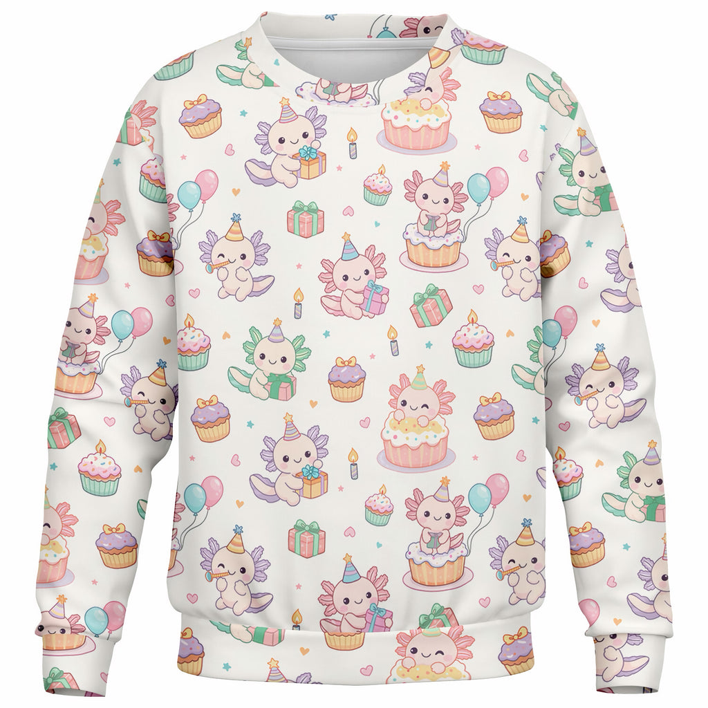 Kids Axolotl Birthday Sweatshirt – Ultra Soft & Stretchy, Cozy Fleece or Lightweight Sports Fabric Sweatshirt – Ultra Soft & Stretchy, Cozy Fleece or Lightweight Sports Fabric