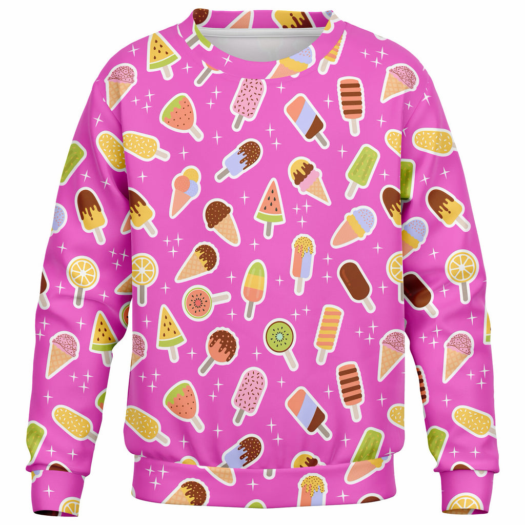 Kids Pink Ice Cream Sweatshirt – Ultra Soft & Stretchy, Cozy Fleece or Lightweight Sports Fabric Sweatshirt – Ultra Soft & Stretchy, Cozy Fleece or Lightweight Sports Fabric