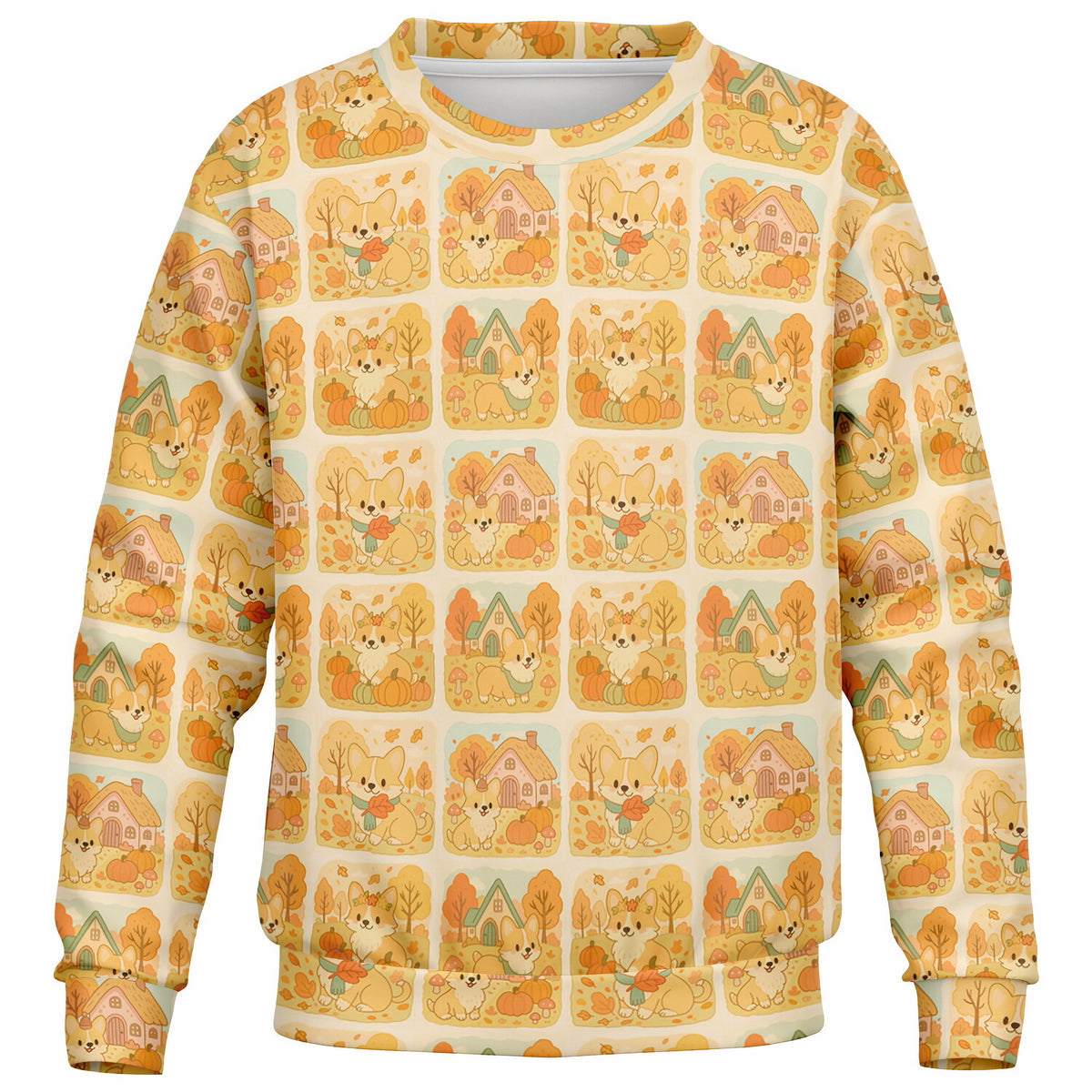 Kids Autumn Corgi Dog Sweatshirt – Ultra Soft & Stretchy, Cozy Fleece or Lightweight Sports Fabric Sweatshirt – Ultra Soft & Stretchy, Cozy Fleece or Lightweight Sports Fabric