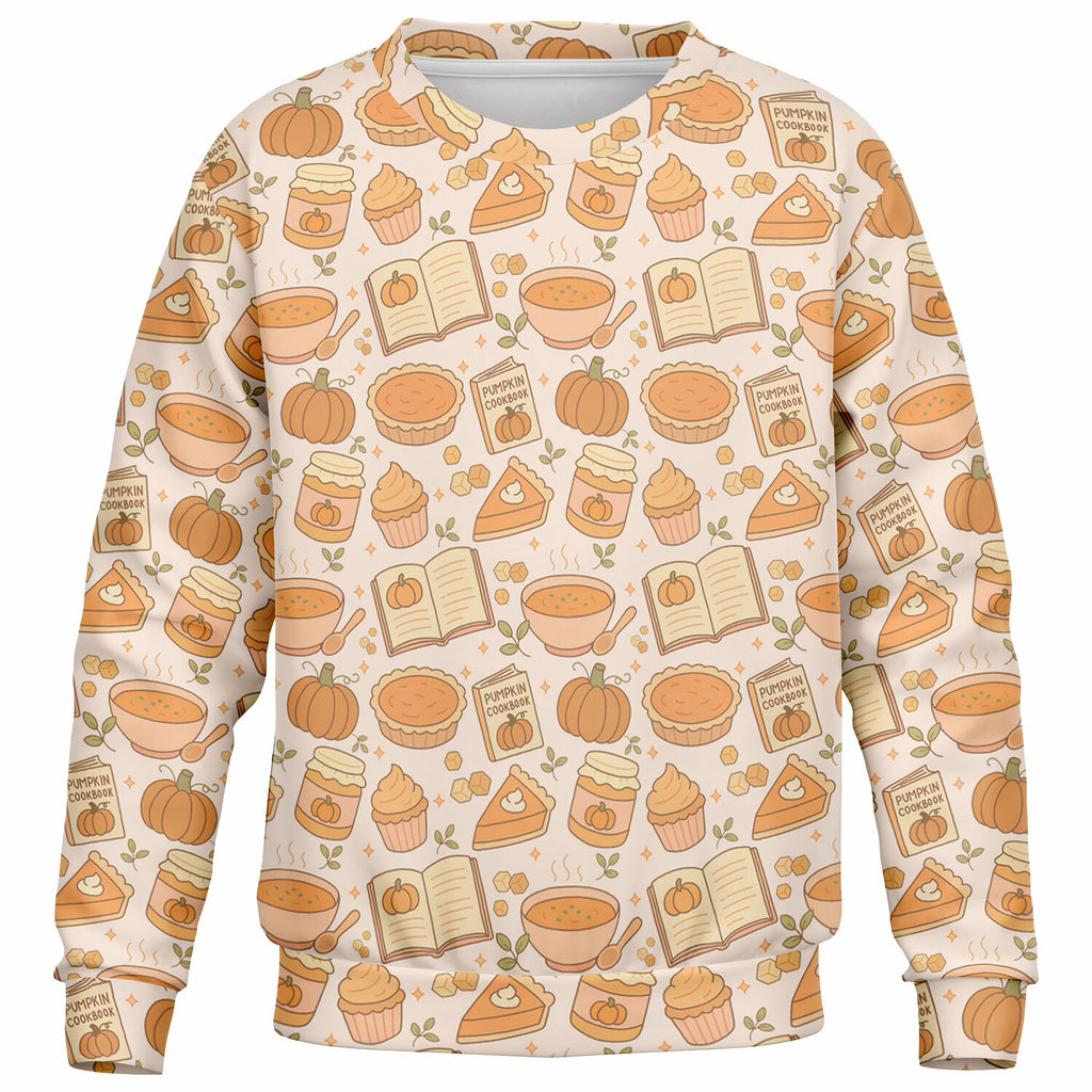 Kids Pumpkin Pie Themed Sweatshirt – Ultra Soft & Stretchy, Cozy Fleece or Lightweight Sports Fabric Sweatshirt – Ultra Soft & Stretchy, Cozy Fleece or Lightweight Sports Fabric