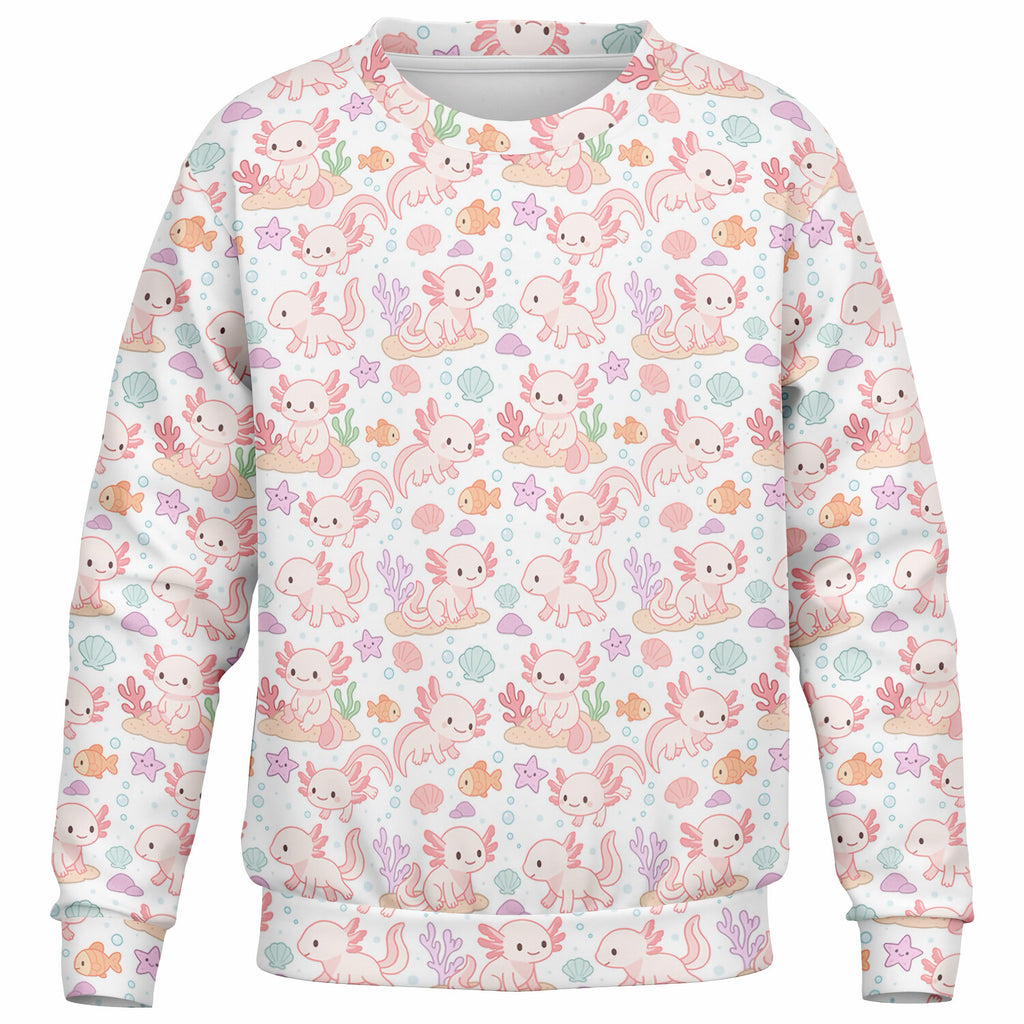 Girls Axolotl Sweatshirt – Ultra Soft & Stretchy, Cozy Fleece or Lightweight Sports Fabric Sweatshirt – Ultra Soft & Stretchy, Cozy Fleece or Lightweight Sports Fabric