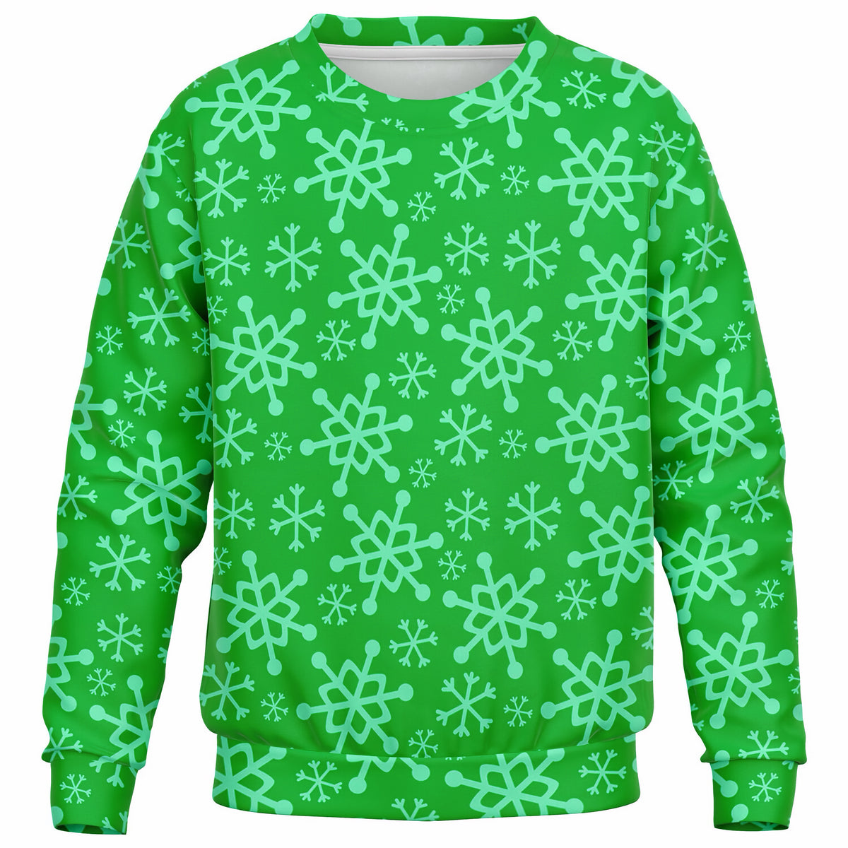 Kids Green Snowflake Christmas Sweatshirt – Ultra Soft & Stretchy, Cozy Fleece or Lightweight Sports Fabric Sweatshirt – Ultra Soft & Stretchy, Cozy Fleece or Lightweight Sports Fabric