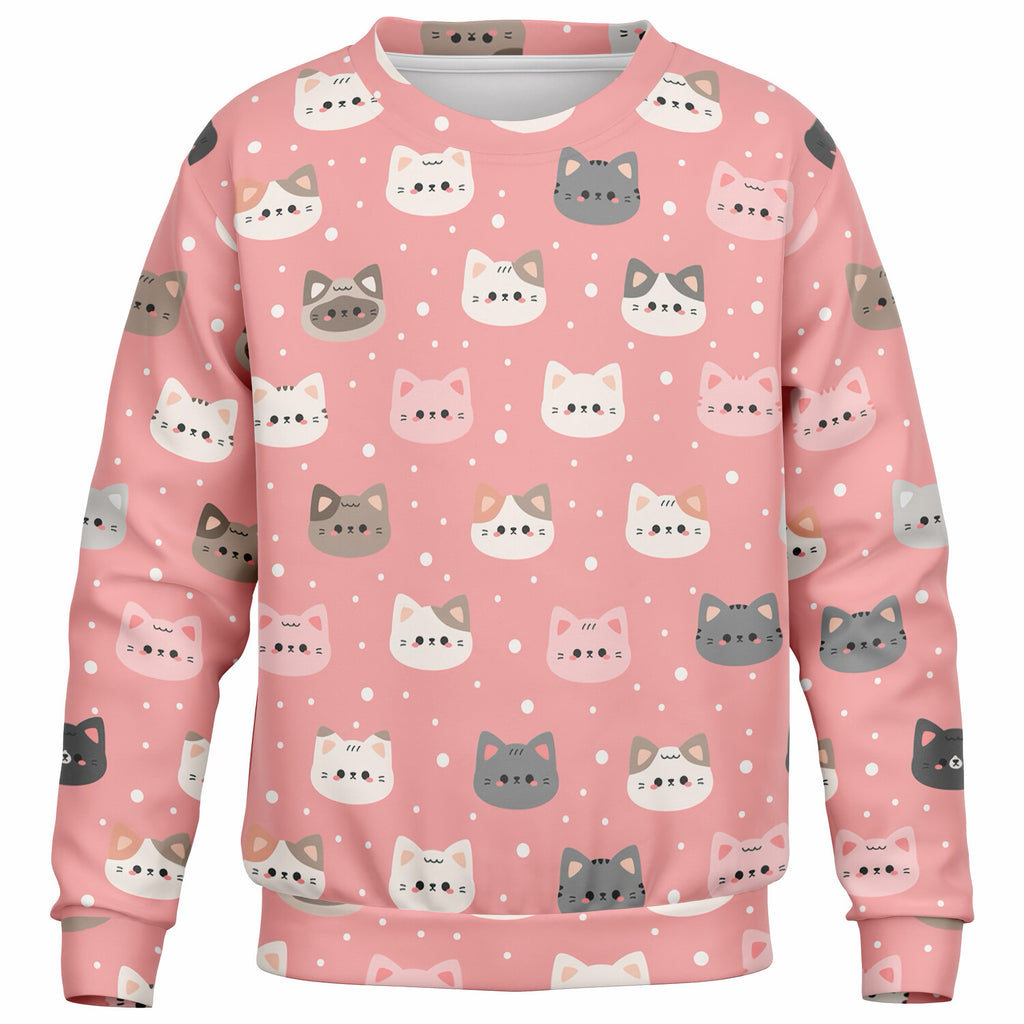 Girls Pink Cat Sweatshirt – Ultra Soft & Stretchy, Cozy Fleece or Lightweight Sports Fabric Sweatshirt – Ultra Soft & Stretchy, Cozy Fleece or Lightweight Sports Fabric