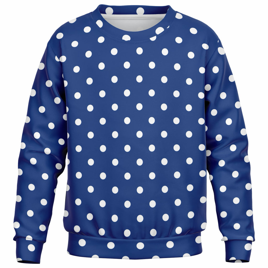Kids Navy Blue Polka Dot Sweatshirt – Ultra Soft & Stretchy, Cozy Fleece or Lightweight Sports Fabric Sweatshirt – Ultra Soft & Stretchy, Cozy Fleece or Lightweight Sports Fabric