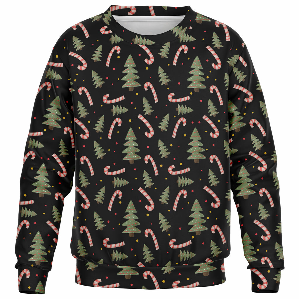 Kids Christmas Tree & Candy Cane Sweatshirt – Ultra Soft & Stretchy, Cozy Fleece or Lightweight Sports Fabric Sweatshirt – Ultra Soft & Stretchy, Cozy Fleece or Lightweight Sports Fabric