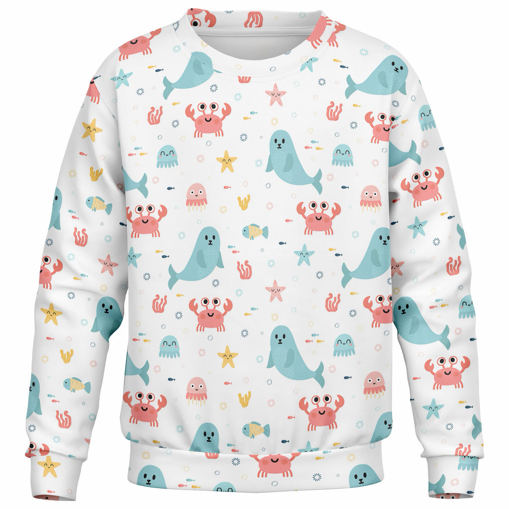 Kids Cute Ocean Animals Sweatshirt – Ultra Soft & Stretchy, Cozy Fleece or Lightweight Sports Fabric Sweatshirt – Ultra Soft & Stretchy, Cozy Fleece or Lightweight Sports Fabric