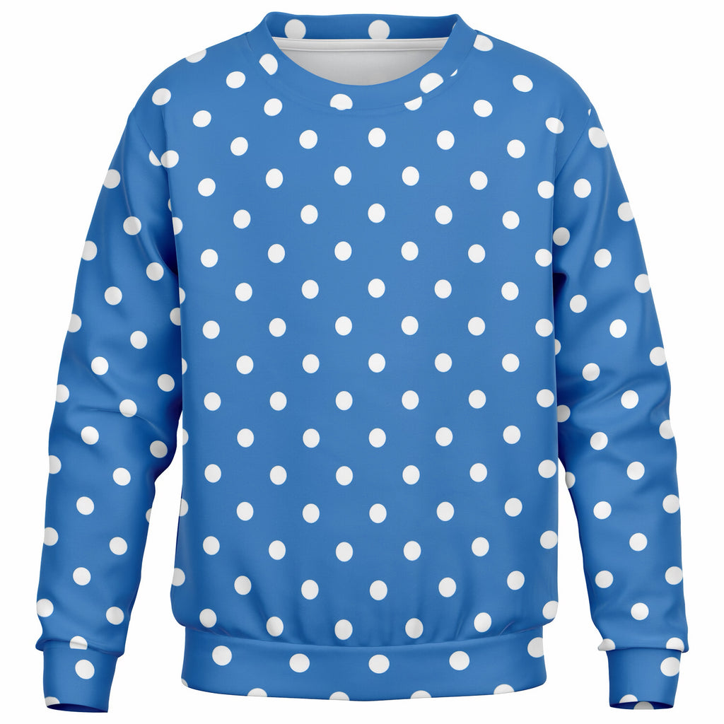 Kids Bright Blue Polka Dot Sweatshirt – Ultra Soft & Stretchy, Cozy Fleece or Lightweight Sports Fabric Sweatshirt – Ultra Soft & Stretchy, Cozy Fleece or Lightweight Sports Fabric