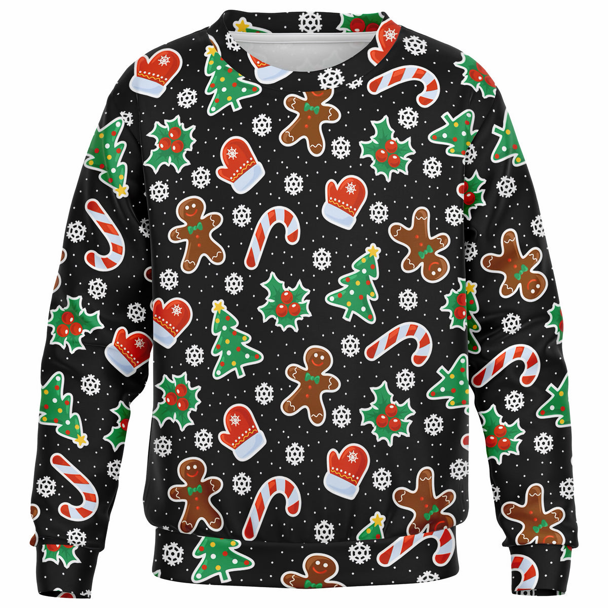 Kids Black Gingerbread Christmas Sweatshirt – Ultra Soft & Stretchy, Cozy Fleece or Lightweight Sports Fabric Sweatshirt – Ultra Soft & Stretchy, Cozy Fleece or Lightweight Sports Fabric