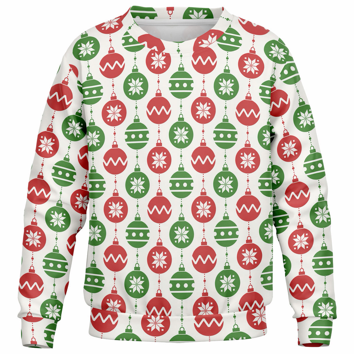 Kids Red & Green Christmas Ornament Sweatshirt – Ultra Soft & Stretchy, Cozy Fleece or Lightweight Sports Fabric Sweatshirt – Ultra Soft & Stretchy, Cozy Fleece or Lightweight Sports Fabric