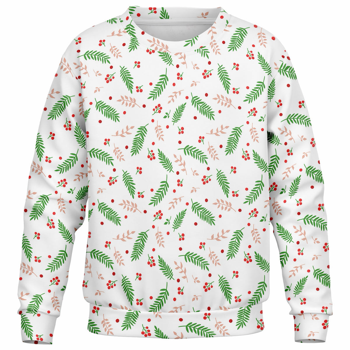 Kids Christmas Greenery and Red Berry Sweatshirt – Ultra Soft & Stretchy, Cozy Fleece or Lightweight Sports Fabric Sweatshirt – Ultra Soft & Stretchy, Cozy Fleece or Lightweight Sports Fabric