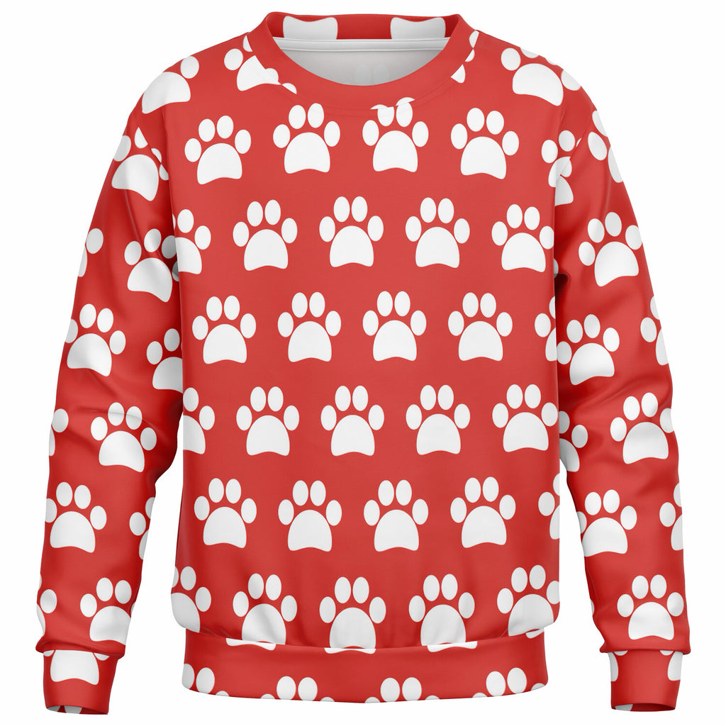 Kids Red Paw Print Sweatshirt – Ultra Soft & Stretchy, Cozy Fleece or Lightweight Sports Fabric Sweatshirt – Ultra Soft & Stretchy, Cozy Fleece or Lightweight Sports Fabric
