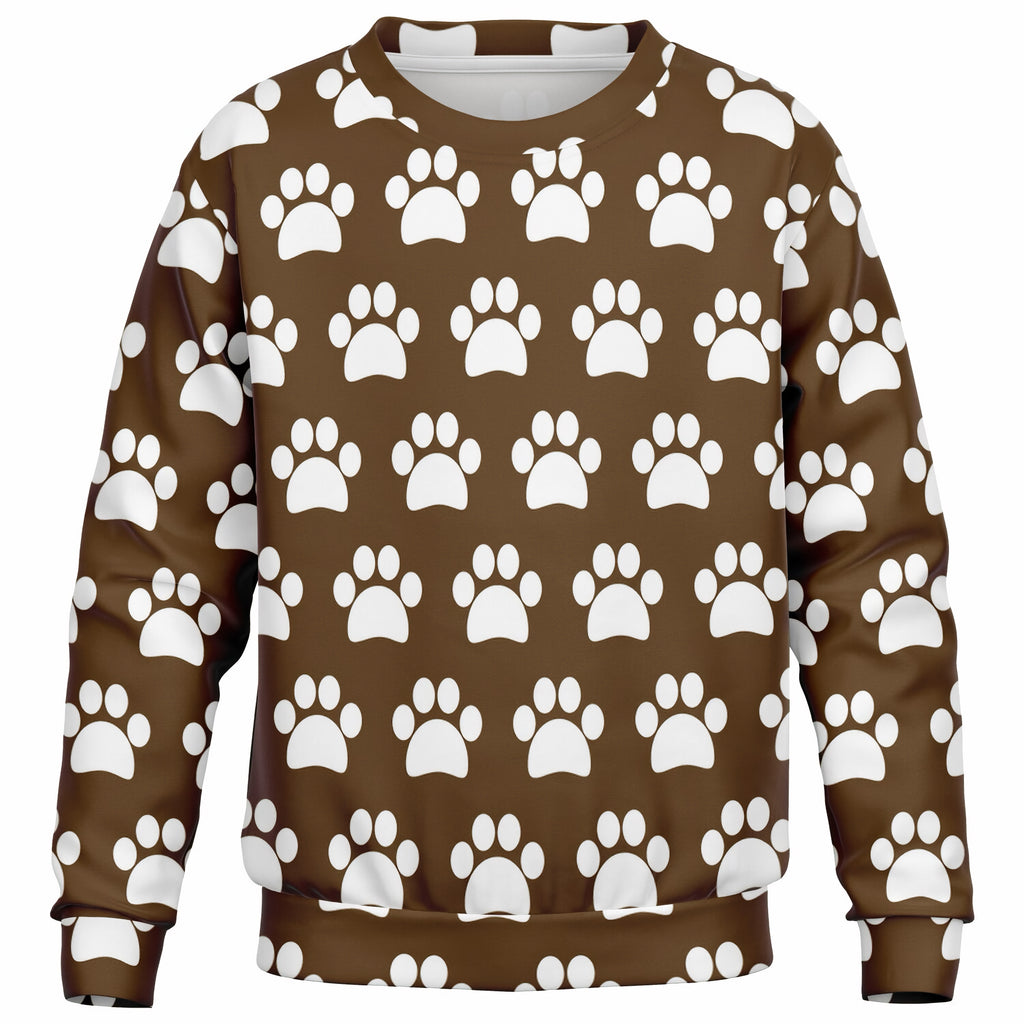 Kids Brown Paw Print Sweatshirt – Ultra Soft & Stretchy, Cozy Fleece or Lightweight Sports Fabric Sweatshirt – Ultra Soft & Stretchy, Cozy Fleece or Lightweight Sports Fabric