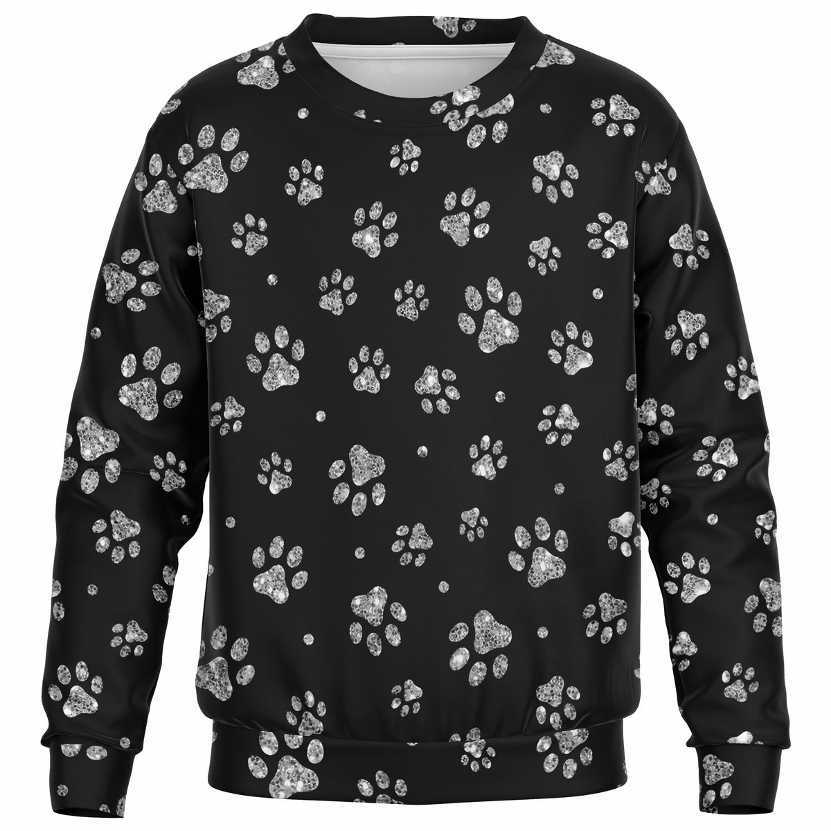 Kids Silver Faux Glitter Paw Print Sweatshirt – Ultra Soft & Stretchy, Cozy Fleece or Lightweight Sports Fabric Sweatshirt – Ultra Soft & Stretchy, Cozy Fleece or Lightweight Sports Fabric