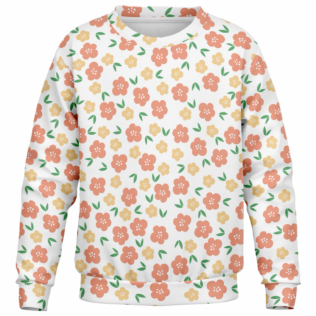 Girls Peach & Yellow Floral Sweatshirt – Ultra Soft & Stretchy, Cozy Fleece or Lightweight Sports Fabric Sweatshirt – Ultra Soft & Stretchy, Cozy Fleece or Lightweight Sports Fabric