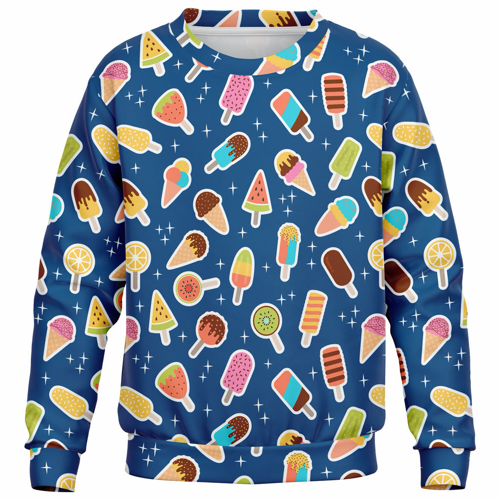 Kids Dark Blue Ice Cream Sweatshirt – Ultra Soft & Stretchy, Cozy Fleece or Lightweight Sports Fabric Sweatshirt – Ultra Soft & Stretchy, Cozy Fleece or Lightweight Sports Fabric