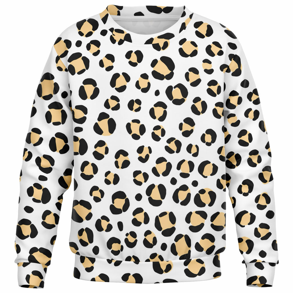Kids Black & Tan Leopard Print Sweatshirt – Ultra Soft & Stretchy, Cozy Fleece or Lightweight Sports Fabric Sweatshirt – Ultra Soft & Stretchy, Cozy Fleece or Lightweight Sports Fabric
