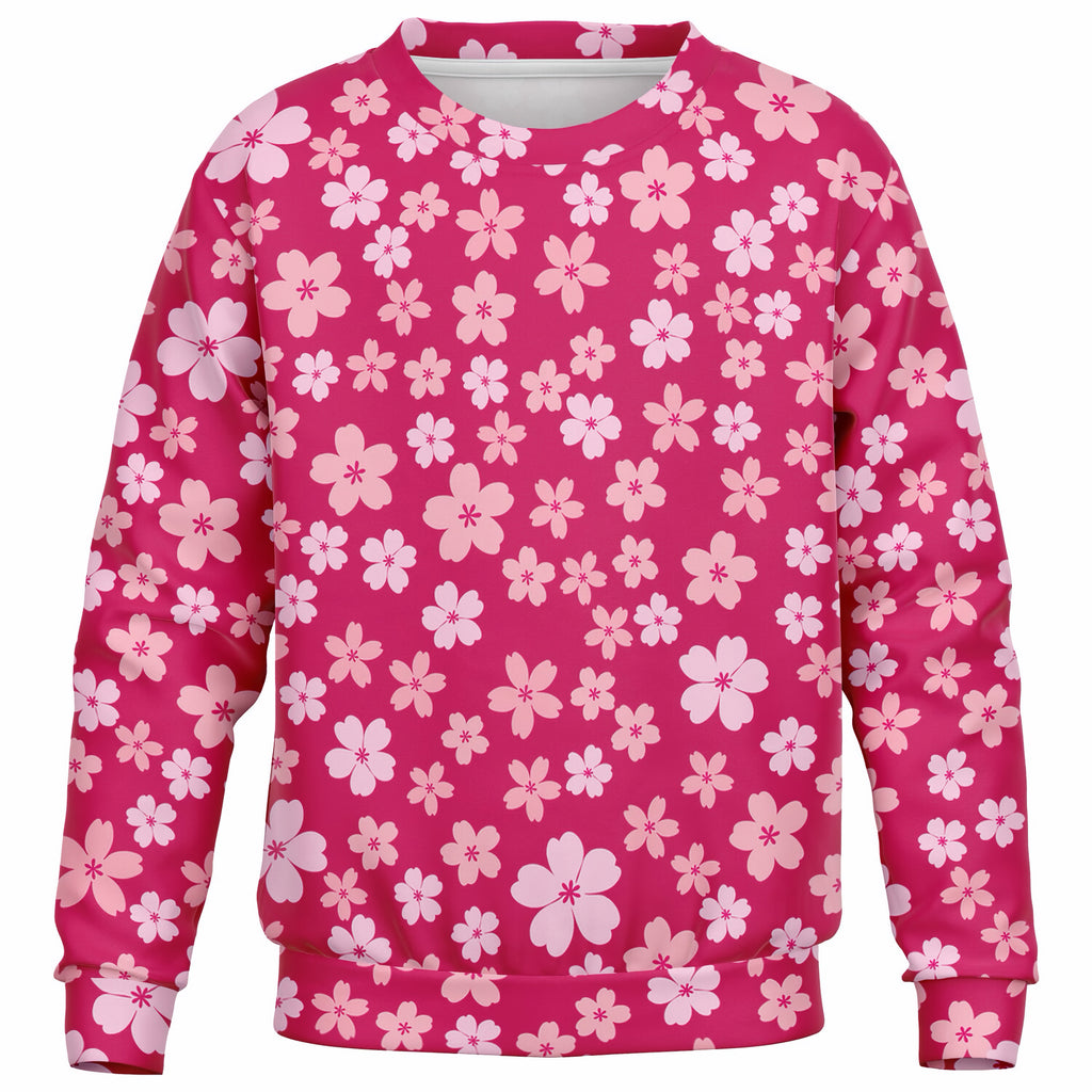 Girls Bright Pink Cherry Blossom Sweatshirt – Ultra Soft & Stretchy, Cozy Fleece or Lightweight Sports Fabric Sweatshirt – Ultra Soft & Stretchy, Cozy Fleece or Lightweight Sports Fabric