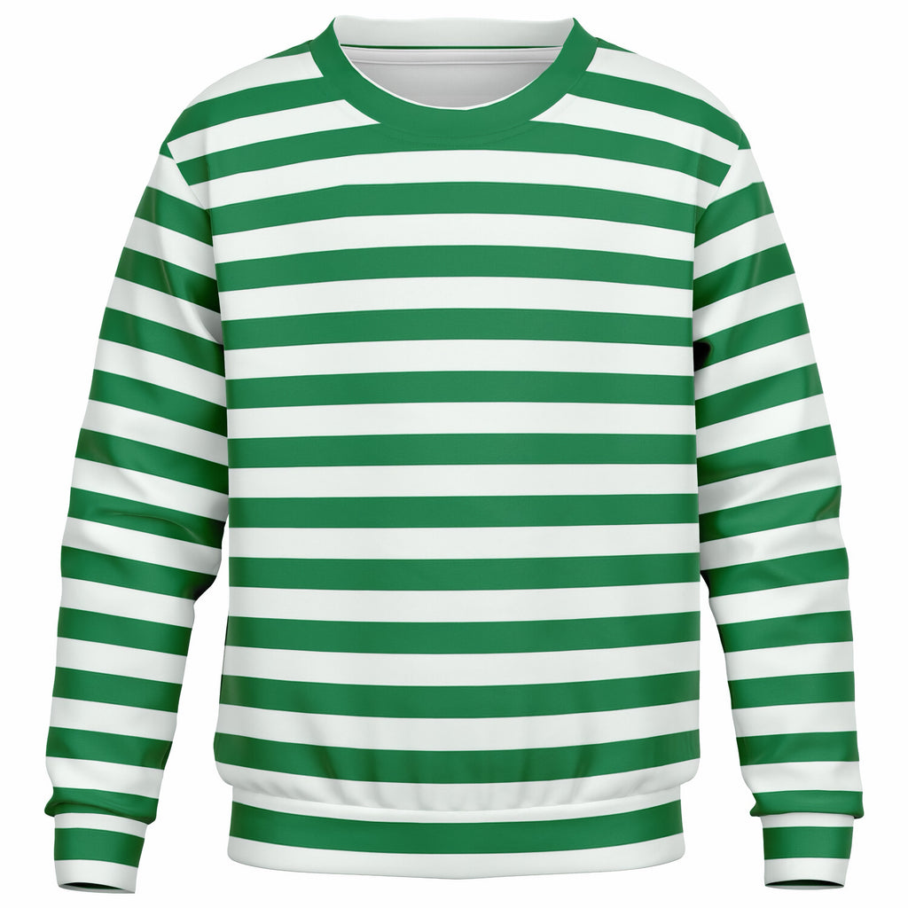 Kids Green Christmas Striped Sweatshirt – Ultra Soft & Stretchy, Cozy Fleece or Lightweight Sports Fabric Sweatshirt – Ultra Soft & Stretchy, Cozy Fleece or Lightweight Sports Fabric