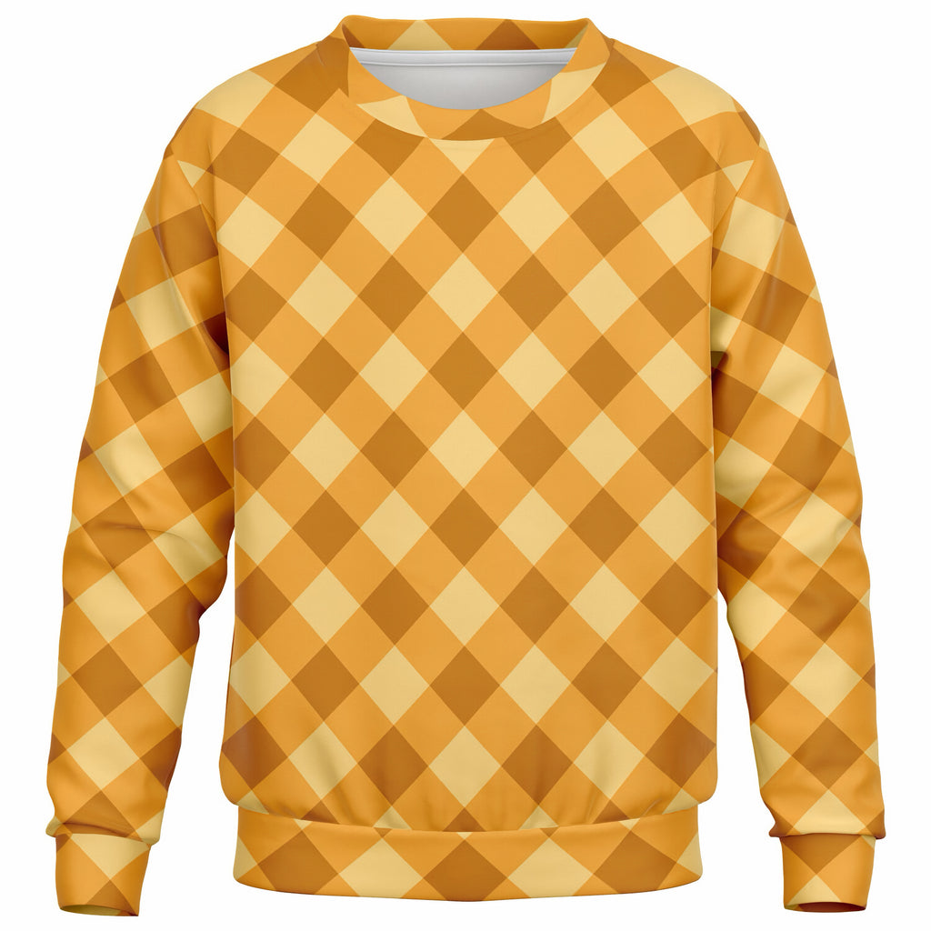 Kids Orange Gingham Sweatshirt – Ultra Soft & Stretchy, Cozy Fleece or Lightweight Sports Fabric Sweatshirt – Ultra Soft & Stretchy, Cozy Fleece or Lightweight Sports Fabric