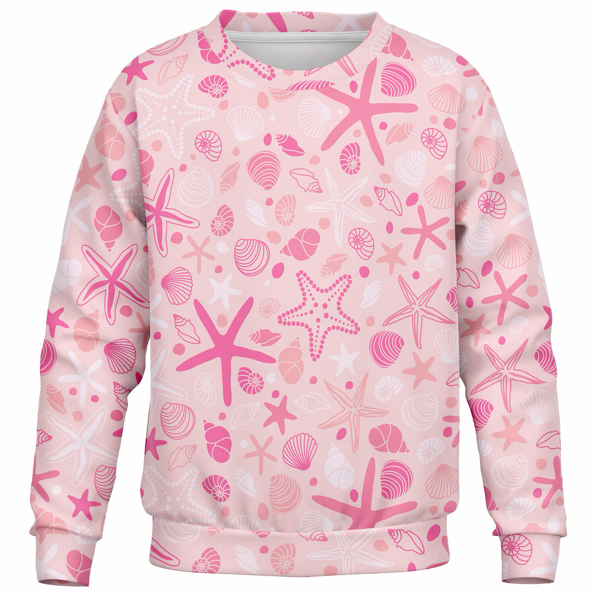 Girls Pink Starfish and Seashells Sweatshirt – Ultra Soft & Stretchy, Cozy Fleece or Lightweight Sports Fabric Sweatshirt – Ultra Soft & Stretchy, Cozy Fleece or Lightweight Sports Fabric