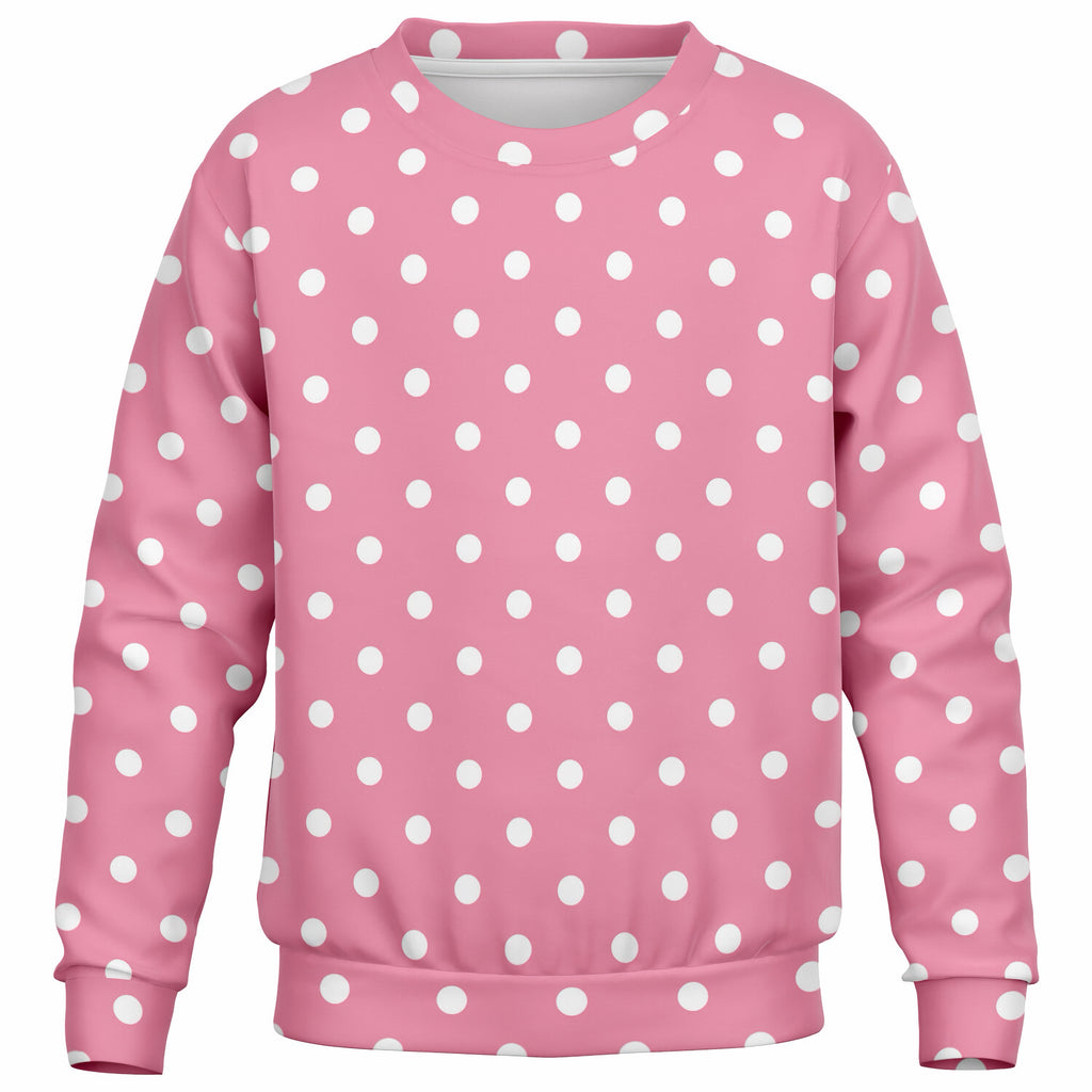 Kids Pink Polka Dot Sweatshirt – Ultra Soft & Stretchy, Cozy Fleece or Lightweight Sports Fabric Sweatshirt – Ultra Soft & Stretchy, Cozy Fleece or Lightweight Sports Fabric