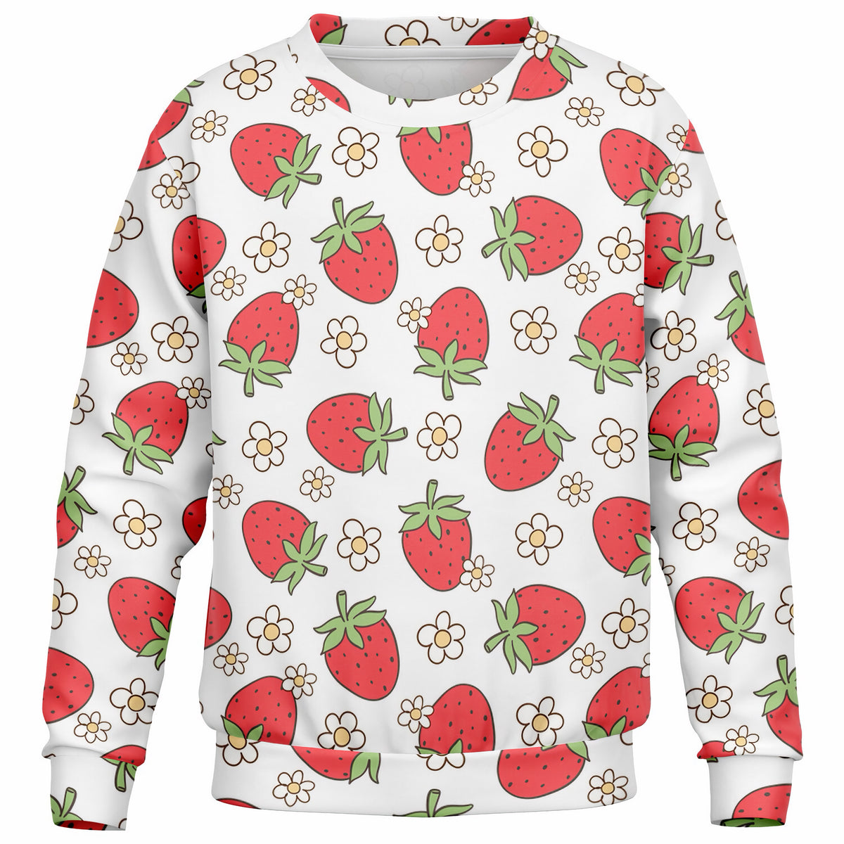Girls Strawberry & Daisy Sweatshirt – Ultra Soft & Stretchy, Cozy Fleece or Lightweight Sports Fabric Sweatshirt – Ultra Soft & Stretchy, Cozy Fleece or Lightweight Sports Fabric