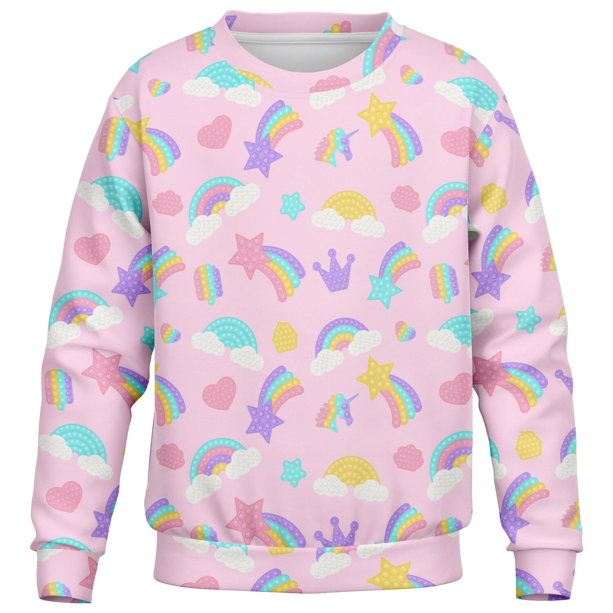 Girls Pink Rainbow Fidget Toy Themed Sweatshirt – Ultra Soft & Stretchy, Cozy Fleece or Lightweight Sports Fabric Sweatshirt – Ultra Soft & Stretchy, Cozy Fleece or Lightweight Sports Fabric