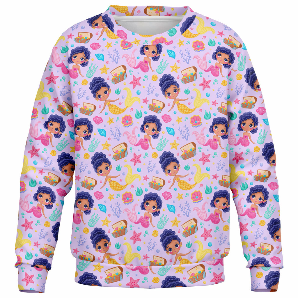 Girls Cute Underwater Mermaid Sweatshirt – Ultra Soft & Stretchy, Cozy Fleece or Lightweight Sports Fabric Sweatshirt – Ultra Soft & Stretchy, Cozy Fleece or Lightweight Sports Fabric