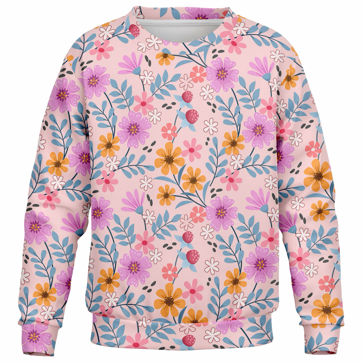 Girls Pink Wildflower Sweatshirt – Ultra Soft & Stretchy, Cozy Fleece or Lightweight Sports Fabric Sweatshirt – Ultra Soft & Stretchy, Cozy Fleece or Lightweight Sports Fabric
