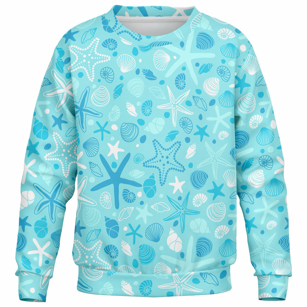Kids Starfish and Seashells Sweatshirt – Ultra Soft & Stretchy, Cozy Fleece or Lightweight Sports Fabric Sweatshirt – Ultra Soft & Stretchy, Cozy Fleece or Lightweight Sports Fabric
