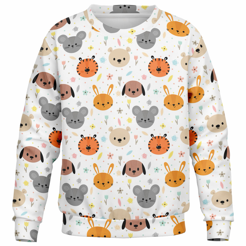 Kids Cute Animal Faces Sweatshirt – Ultra Soft & Stretchy, Cozy Fleece or Lightweight Sports Fabric Sweatshirt – Ultra Soft & Stretchy, Cozy Fleece or Lightweight Sports Fabric
