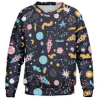 Kids Outer Space Sweatshirt – Cozy Cotton Fleece or Lightweight Sports Fabric