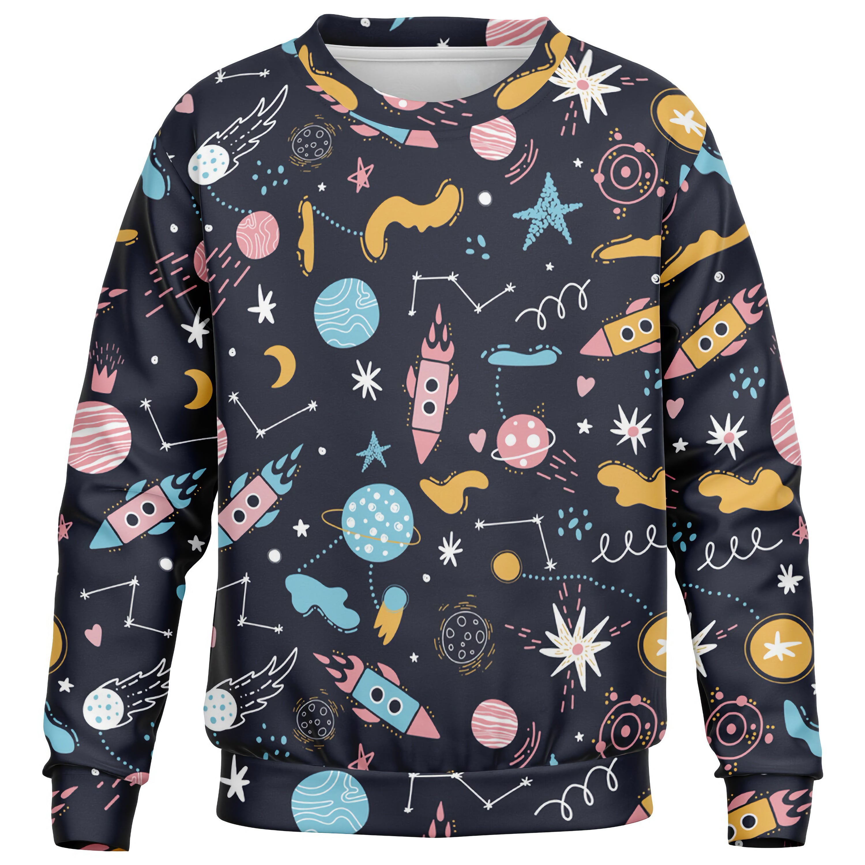 Kids Outer Space Sweatshirt – Cozy Cotton Fleece or Lightweight Sports Fabric