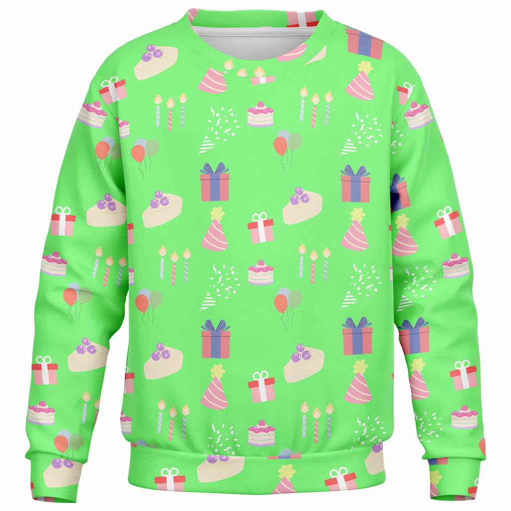 Kids Birthday Party Green Sweatshirt – Ultra Soft & Stretchy, Cozy Fleece or Lightweight Sports Fabric Sweatshirt – Ultra Soft & Stretchy, Cozy Fleece or Lightweight Sports Fabric