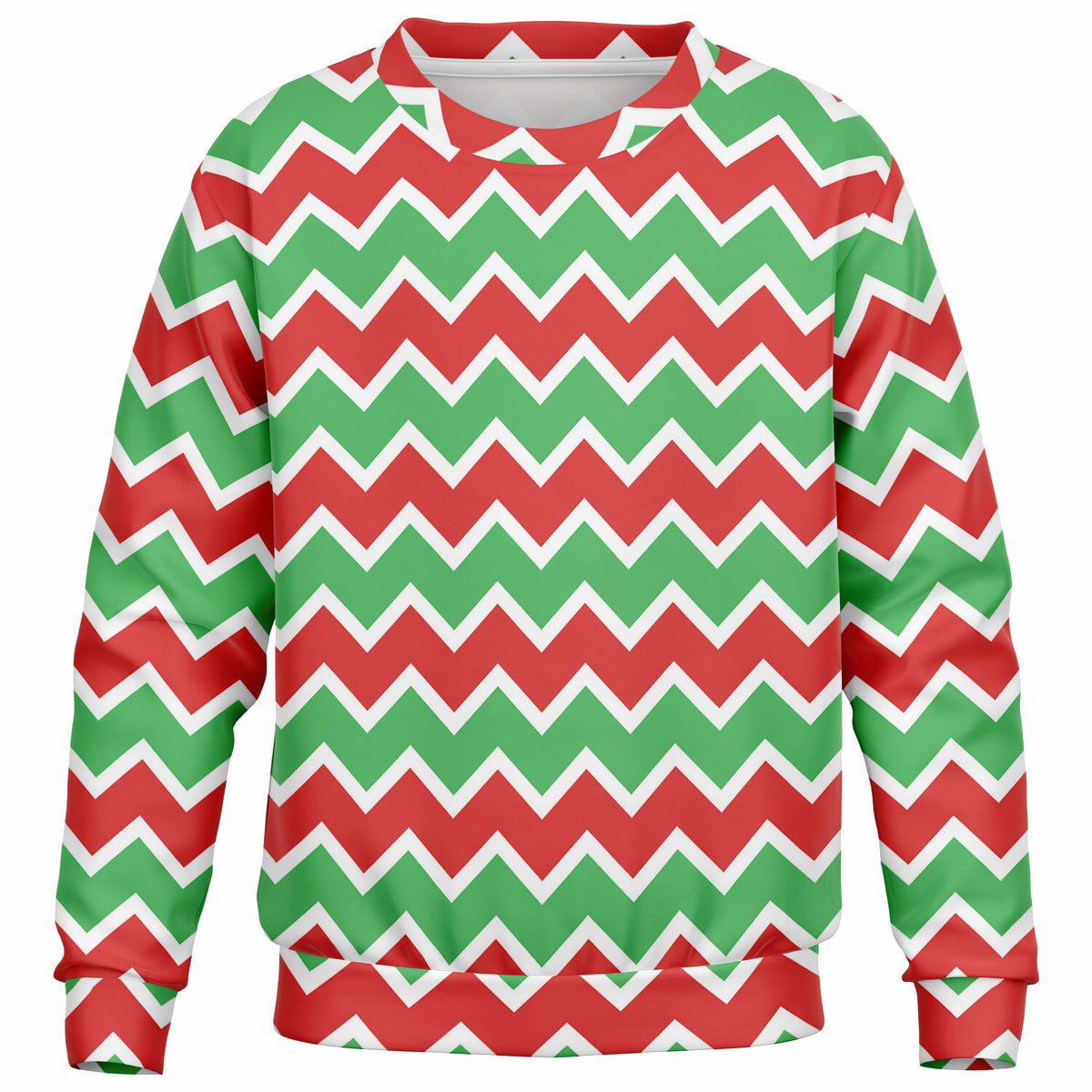 Kids Red Green & White Christmas Chevron Sweatshirt – Ultra Soft & Stretchy, Cozy Fleece or Lightweight Sports Fabric Sweatshirt – Ultra Soft & Stretchy, Cozy Fleece or Lightweight Sports Fabric