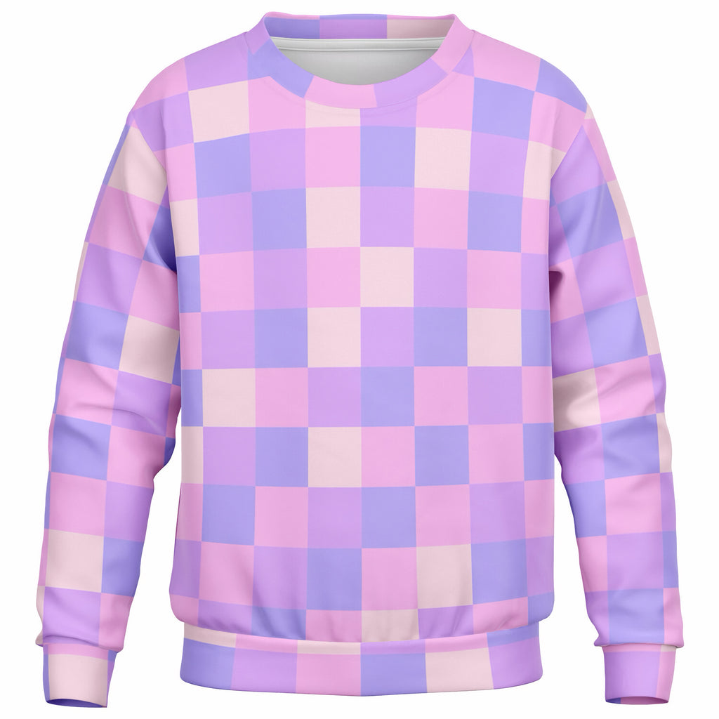 Girls Pink & Purple Plaid Sweatshirt – Ultra Soft & Stretchy, Cozy Fleece or Lightweight Sports Fabric Sweatshirt – Ultra Soft & Stretchy, Cozy Fleece or Lightweight Sports Fabric