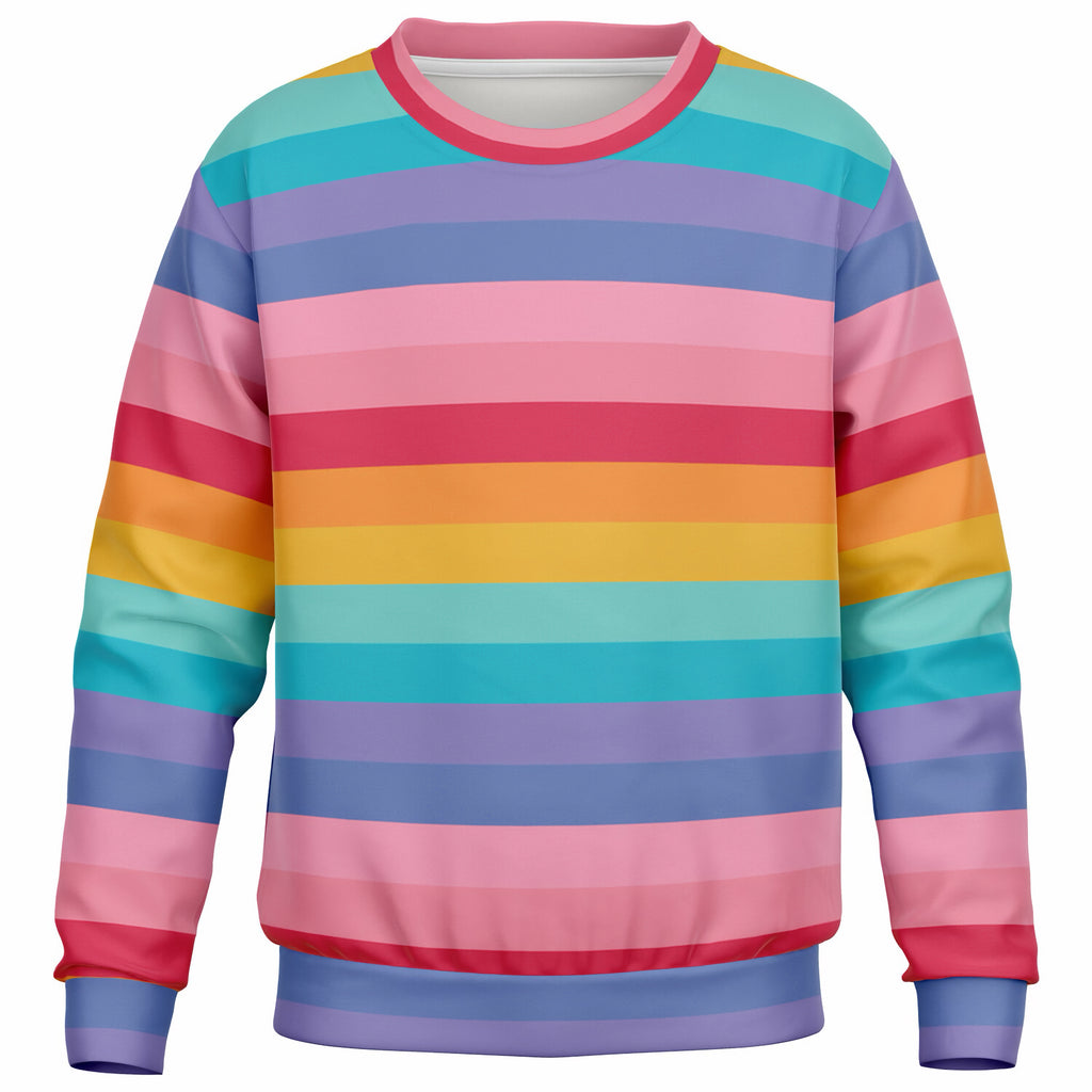 Girls Bright Striped Rainbow Sweatshirt – Ultra Soft & Stretchy, Cozy Fleece or Lightweight Sports Fabric Sweatshirt – Ultra Soft & Stretchy, Cozy Fleece or Lightweight Sports Fabric