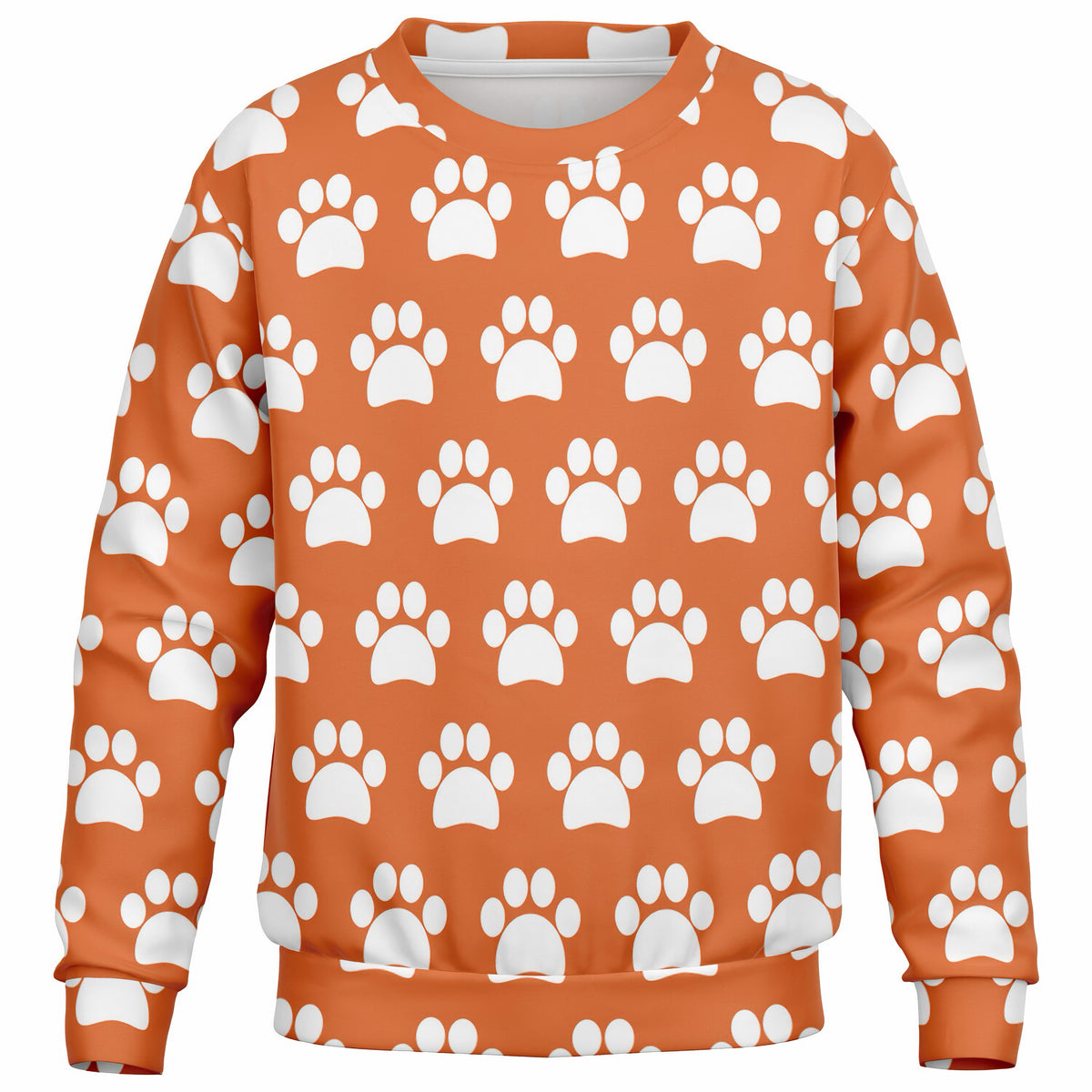 Kids Orange Paw Print Sweatshirt – Ultra Soft & Stretchy, Cozy Fleece or Lightweight Sports Fabric Sweatshirt – Ultra Soft & Stretchy, Cozy Fleece or Lightweight Sports Fabric