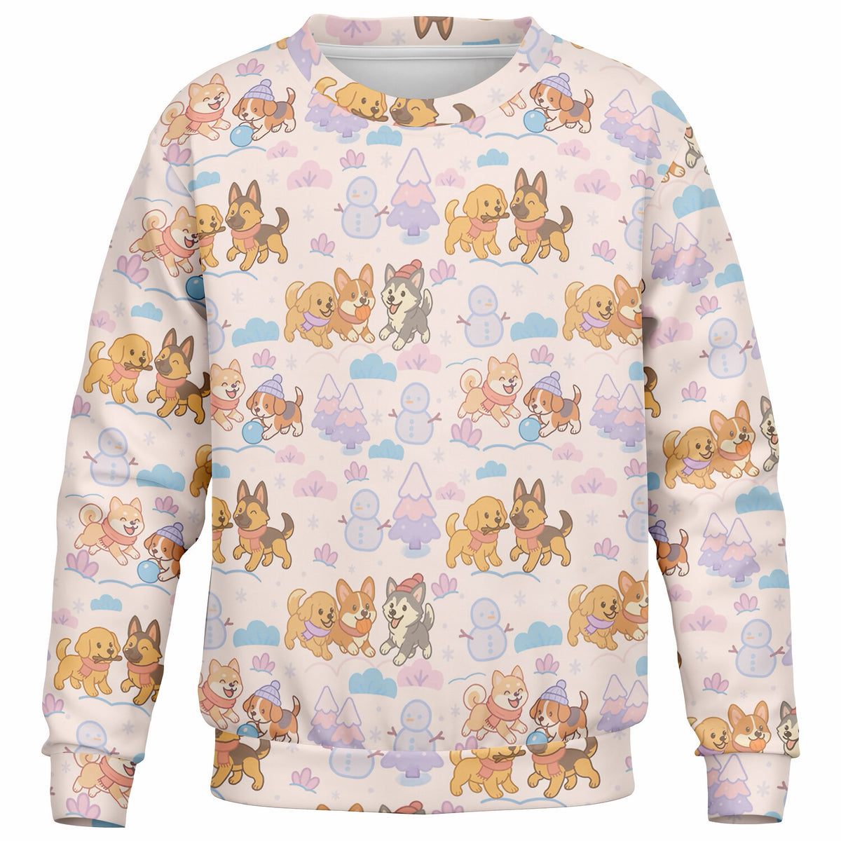 Kids Cute Winter Puppies Sweatshirt – Ultra Soft & Stretchy, Cozy Fleece or Lightweight Sports Fabric Sweatshirt – Ultra Soft & Stretchy, Cozy Fleece or Lightweight Sports Fabric