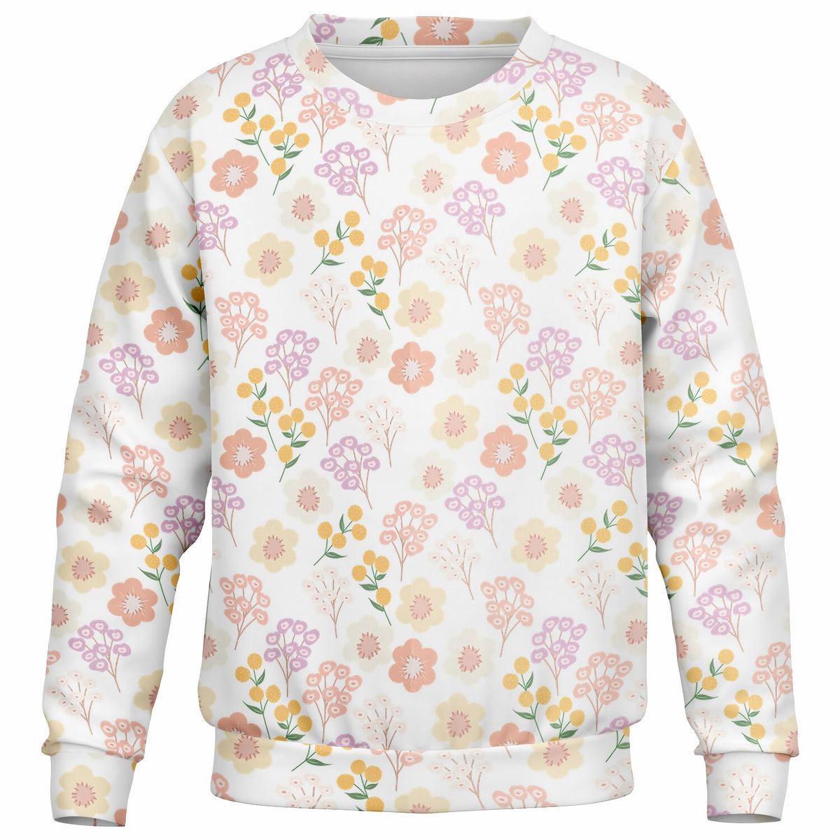 Girls Pastel Wildflower Sweatshirt – Ultra Soft & Stretchy, Cozy Fleece or Lightweight Sports Fabric Sweatshirt – Ultra Soft & Stretchy, Cozy Fleece or Lightweight Sports Fabric