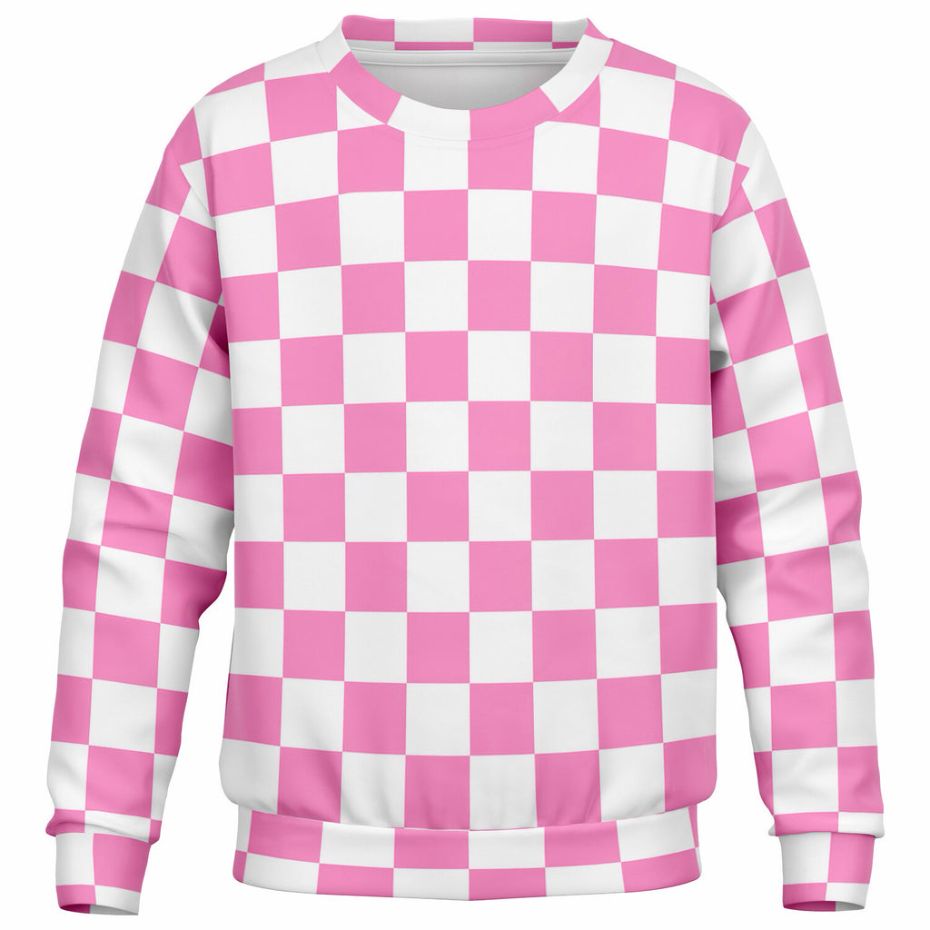Girls Pink Checkered Sweatshirt – Ultra Soft & Stretchy, Cozy Fleece or Lightweight Sports Fabric Sweatshirt – Ultra Soft & Stretchy, Cozy Fleece or Lightweight Sports Fabric