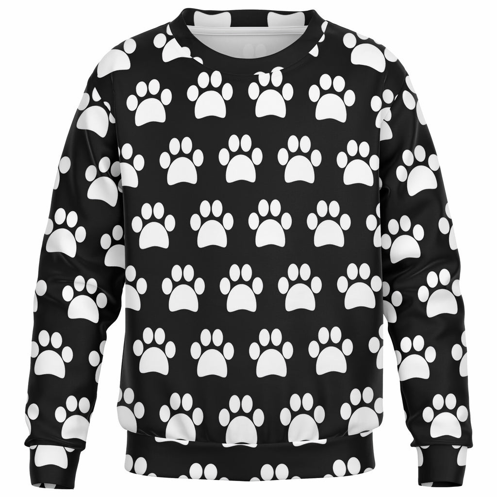 Kids Black Paw Print Sweatshirt – Ultra Soft & Stretchy, Cozy Fleece or Lightweight Sports Fabric Sweatshirt – Ultra Soft & Stretchy, Cozy Fleece or Lightweight Sports Fabric