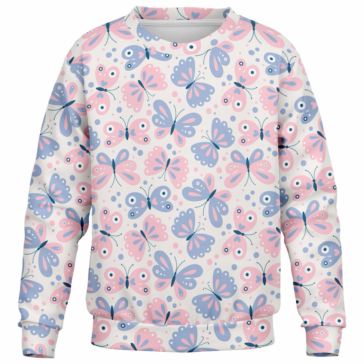 Girls Pink & Blue Butterfly Sweatshirt – Ultra Soft & Stretchy, Cozy Fleece or Lightweight Sports Fabric Sweatshirt – Ultra Soft & Stretchy, Cozy Fleece or Lightweight Sports Fabric