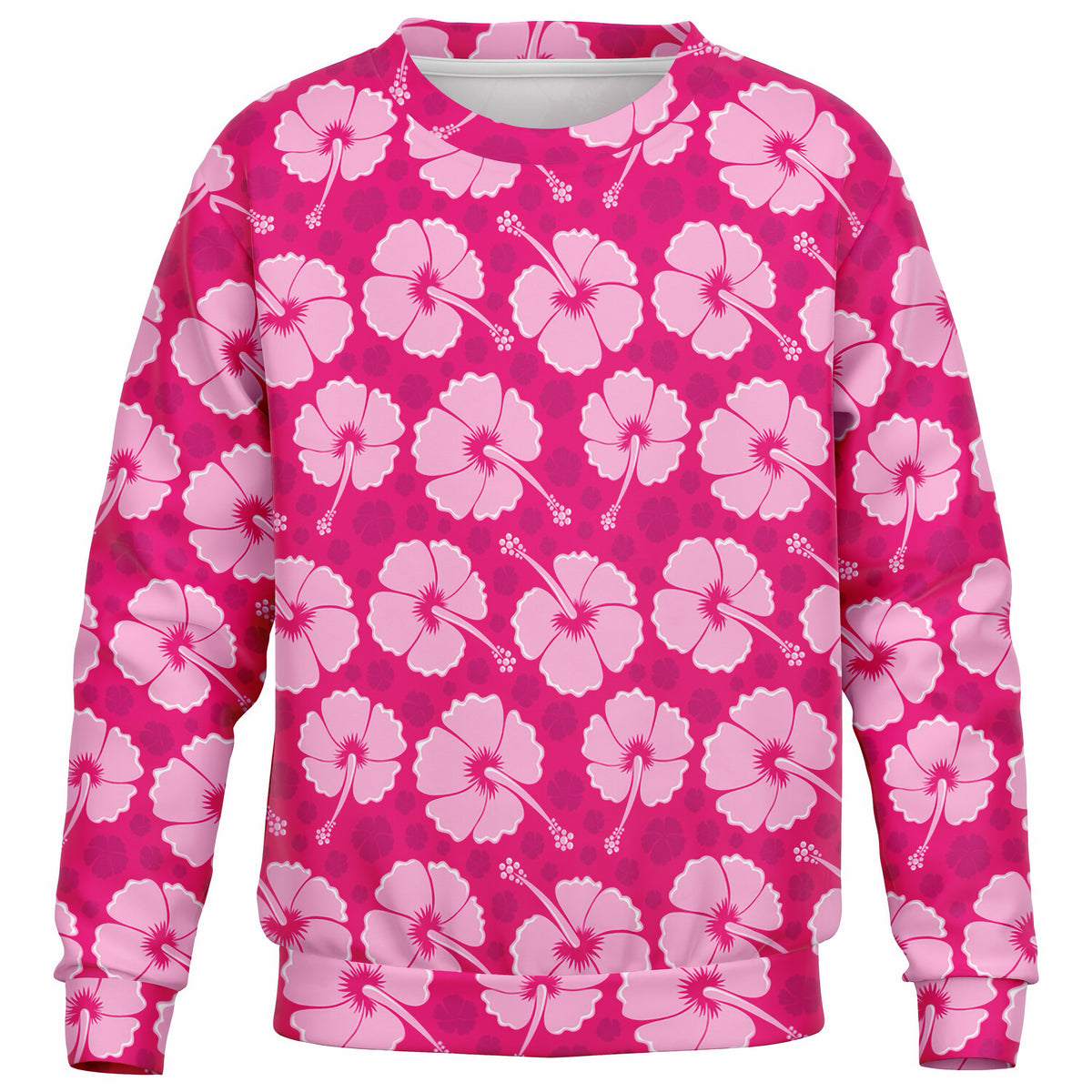 Girls Tropical Pink Hibiscus Sweatshirt – Ultra Soft & Stretchy, Cozy Fleece or Lightweight Sports Fabric Sweatshirt – Ultra Soft & Stretchy, Cozy Fleece or Lightweight Sports Fabric