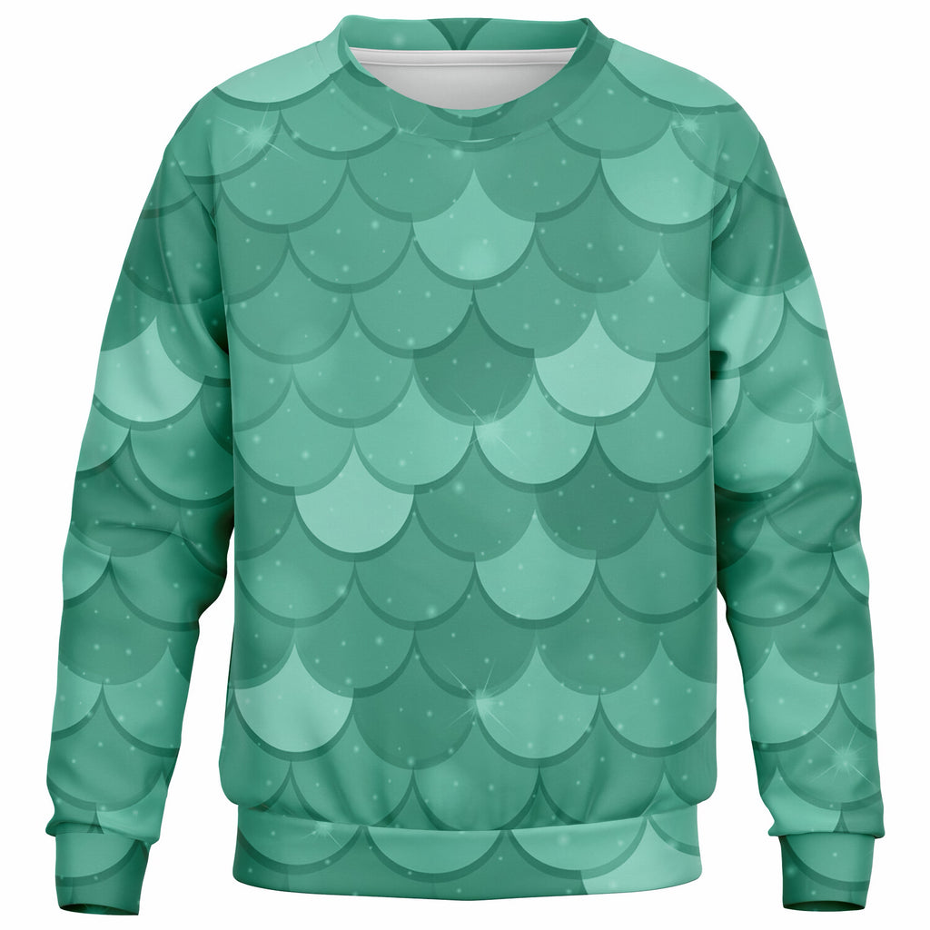 Girls Green Mermaid Sweatshirt – Ultra Soft & Stretchy, Cozy Fleece or Lightweight Sports Fabric Sweatshirt – Ultra Soft & Stretchy, Cozy Fleece or Lightweight Sports Fabric
