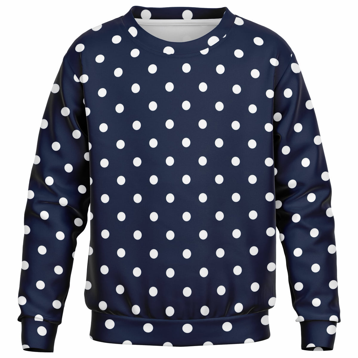 Kids Dark Navy Blue Polka Dot Sweatshirt – Ultra Soft & Stretchy, Cozy Fleece or Lightweight Sports Fabric Sweatshirt – Ultra Soft & Stretchy, Cozy Fleece or Lightweight Sports Fabric