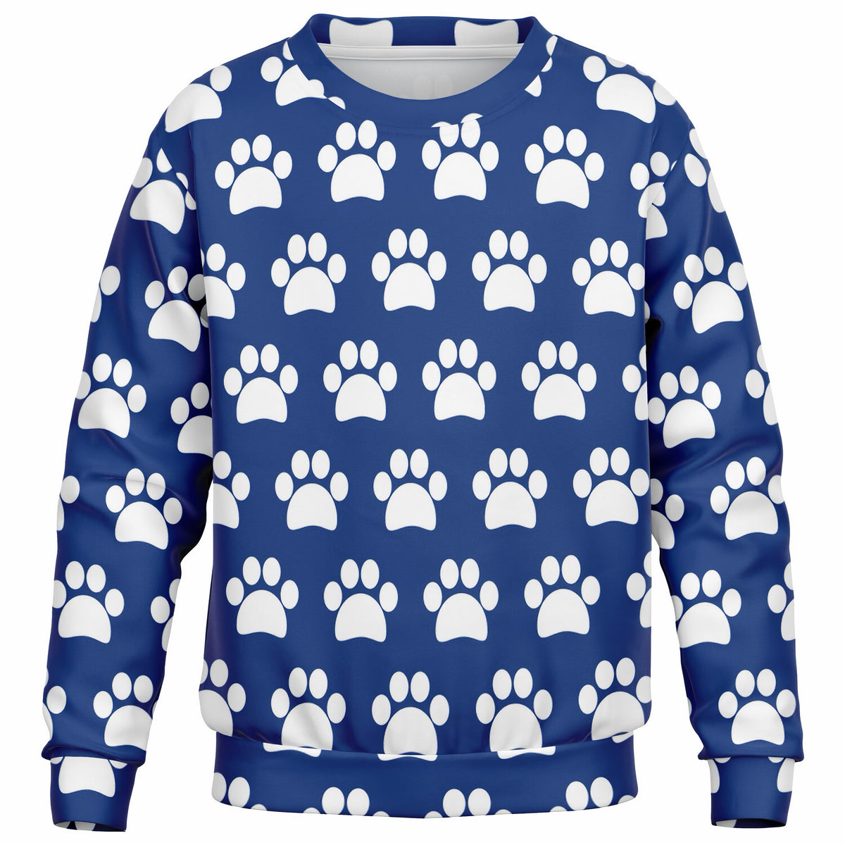 Kids Dark Blue Paw Print Sweatshirt – Ultra Soft & Stretchy, Cozy Fleece or Lightweight Sports Fabric Sweatshirt – Ultra Soft & Stretchy, Cozy Fleece or Lightweight Sports Fabric