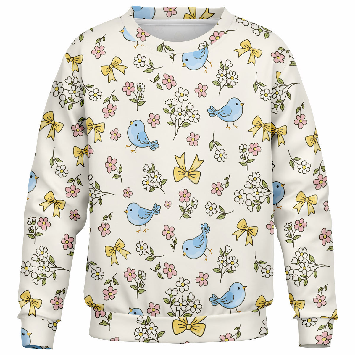 Girls Floral Blue Bird Sweatshirt – Ultra Soft & Stretchy, Cozy Fleece or Lightweight Sports Fabric Sweatshirt – Ultra Soft & Stretchy, Cozy Fleece or Lightweight Sports Fabric