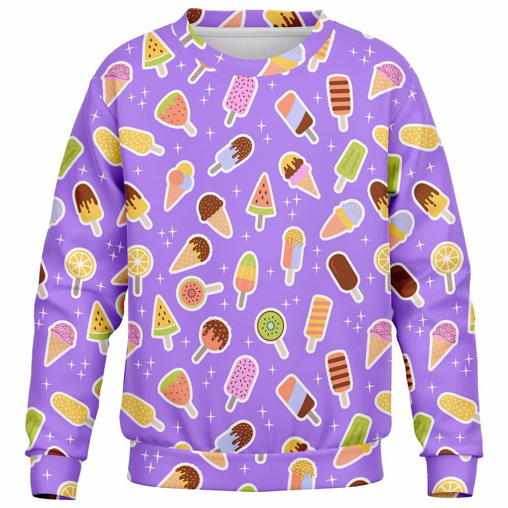 Kids Purple Ice Cream Sweatshirt – Ultra Soft & Stretchy, Cozy Fleece or Lightweight Sports Fabric Sweatshirt – Ultra Soft & Stretchy, Cozy Fleece or Lightweight Sports Fabric