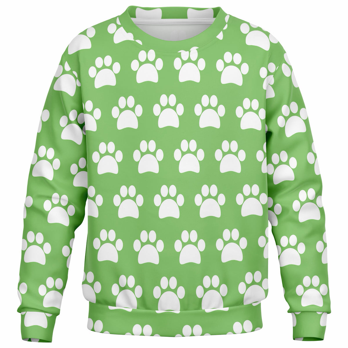 Kids Green Paw Print Sweatshirt – Ultra Soft & Stretchy, Cozy Fleece or Lightweight Sports Fabric Sweatshirt – Ultra Soft & Stretchy, Cozy Fleece or Lightweight Sports Fabric